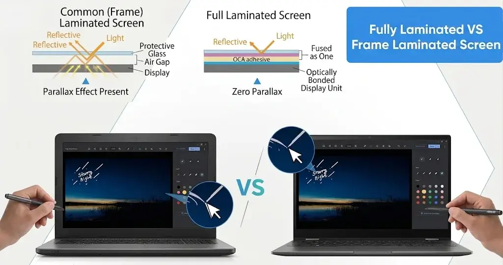 Fully Laminated and Frame Laminated Screen